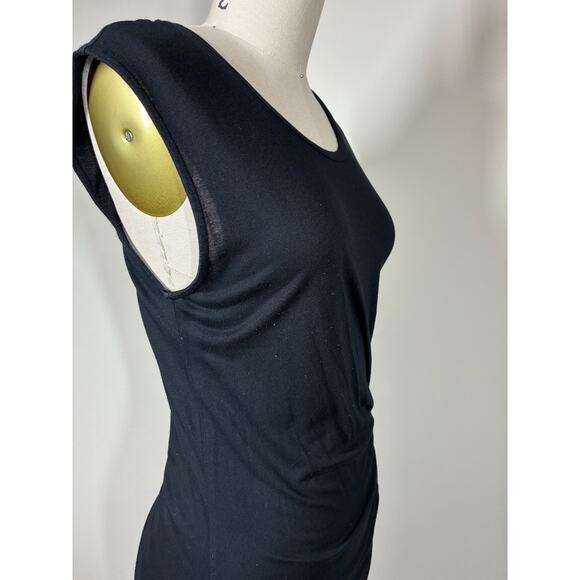 Allsaints Marilla Dress 8 Black Bodycon Ruched Thin Minimal Stretchy Gathered - Picture 5 of 16